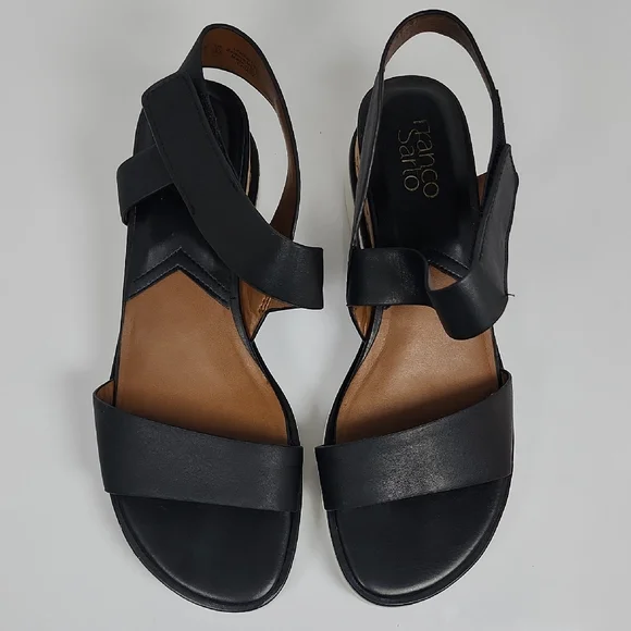 Franco Sarto Chiara Strappy Black Women Wedge Sandals  Size 8.5 - Picture 4 of 15